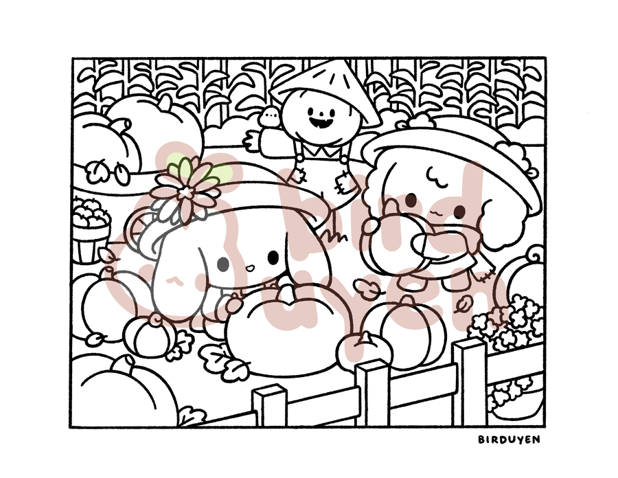 Digital download â pumpkin patch coloring page â