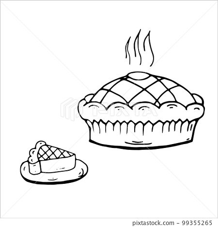 Pumpkin pie coloring page vector illustration