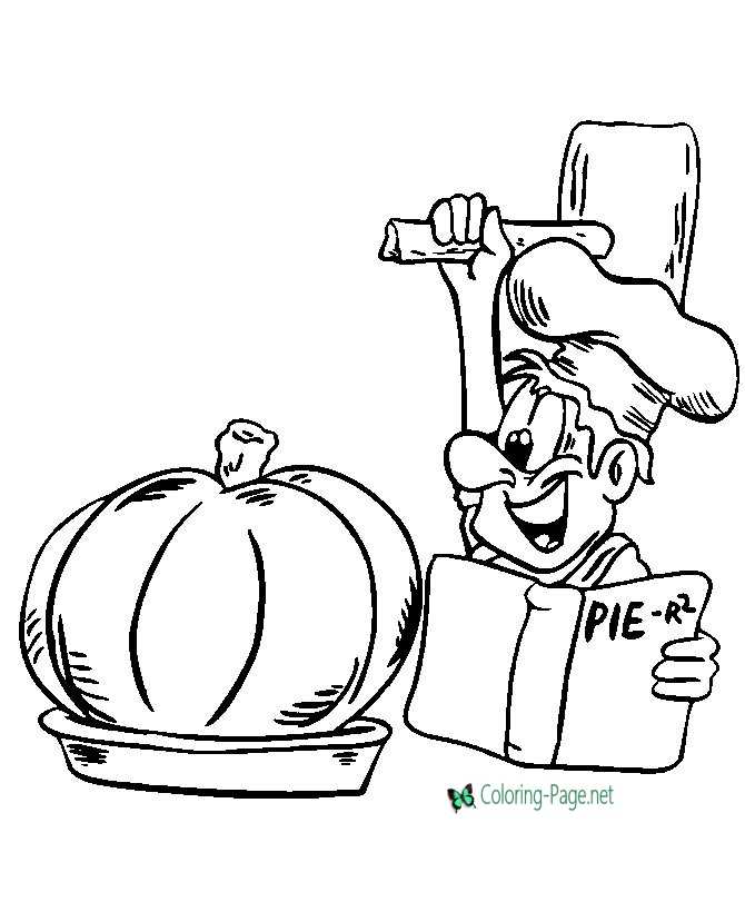 Thanksgiving coloring pages pumpkin pie chef