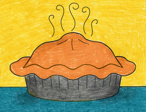Easy how to draw pie tutorial and pie coloring page