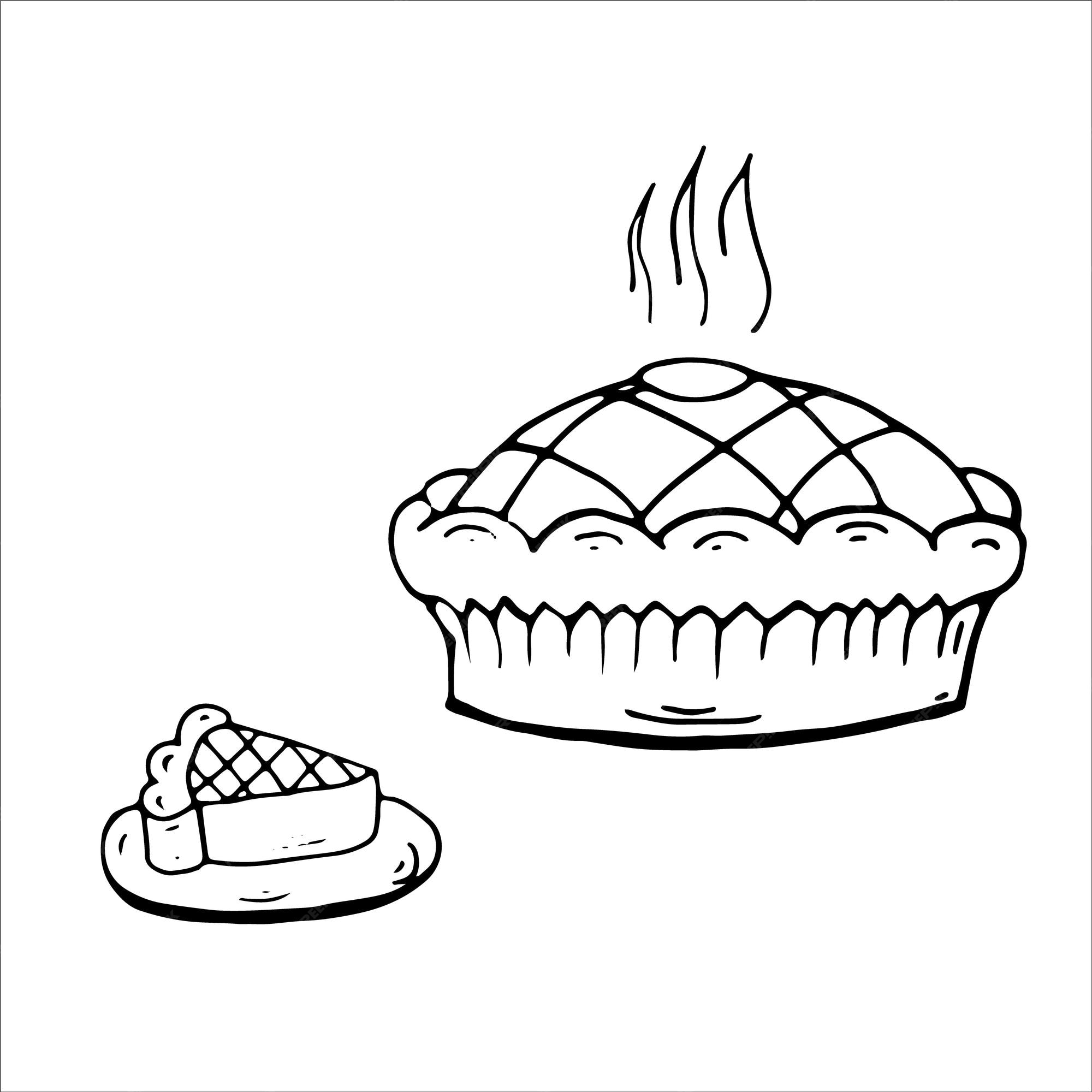 Premium vector pumpkin pie coloring page vector illustration