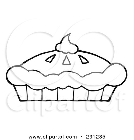 Coloring page outline of a fresh pumpkin pie with whipped cream on top posters art prints by