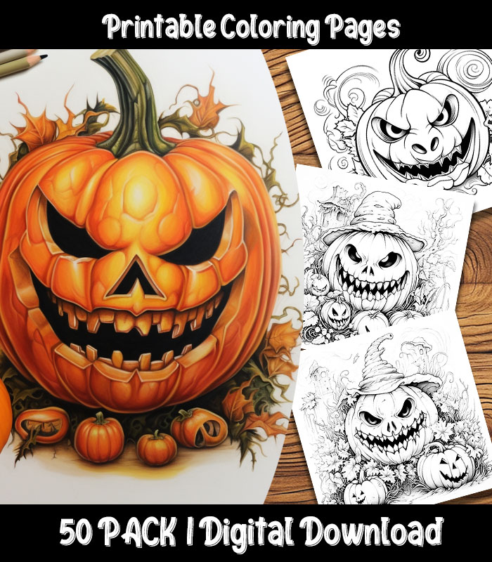 Halloween pumpkin coloring pages digital pack
