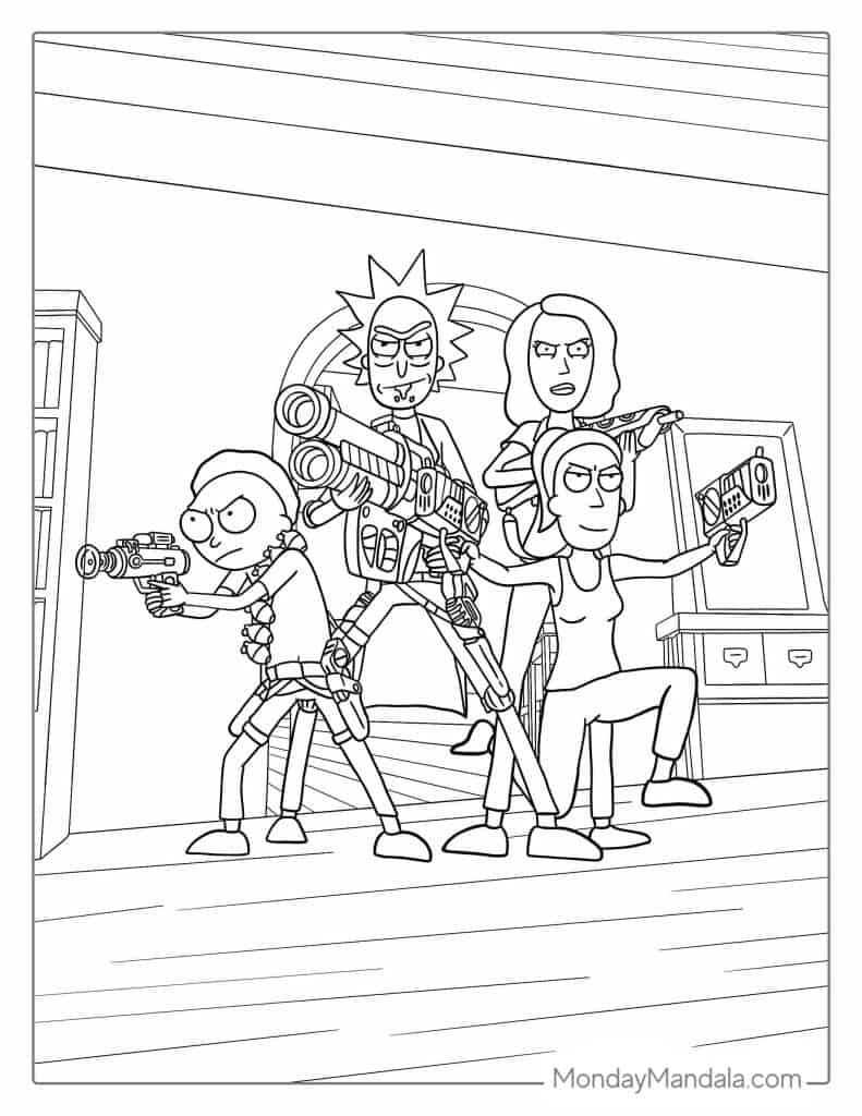 Rick and morty coloring pages free pdf printables