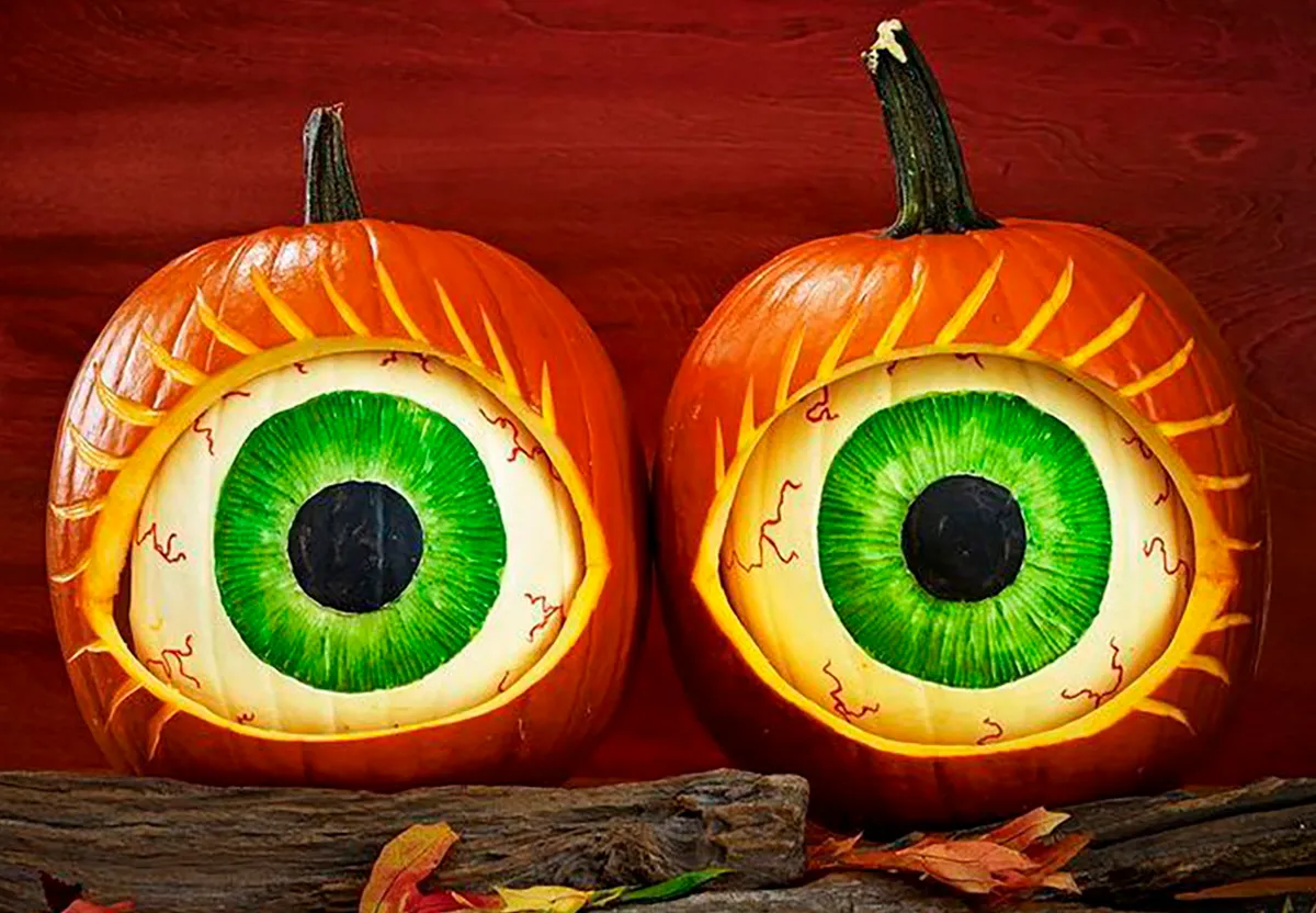 Carve and paint creepy pumpkin faces for halloween