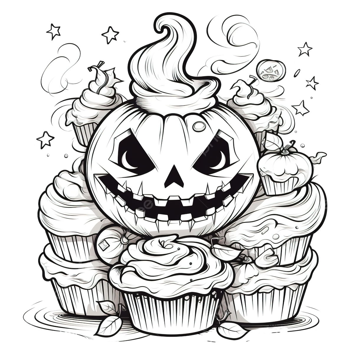 Halloween coloring page with sweet scary pastries sweets and pumpkin pumpkin drawing car drawing halloween drawing png transparent image and clipart for free download