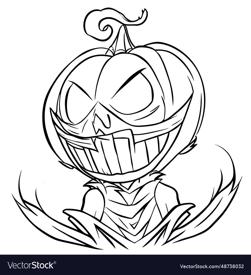 Gothic creepy pumpkin coloring page royalty free vector