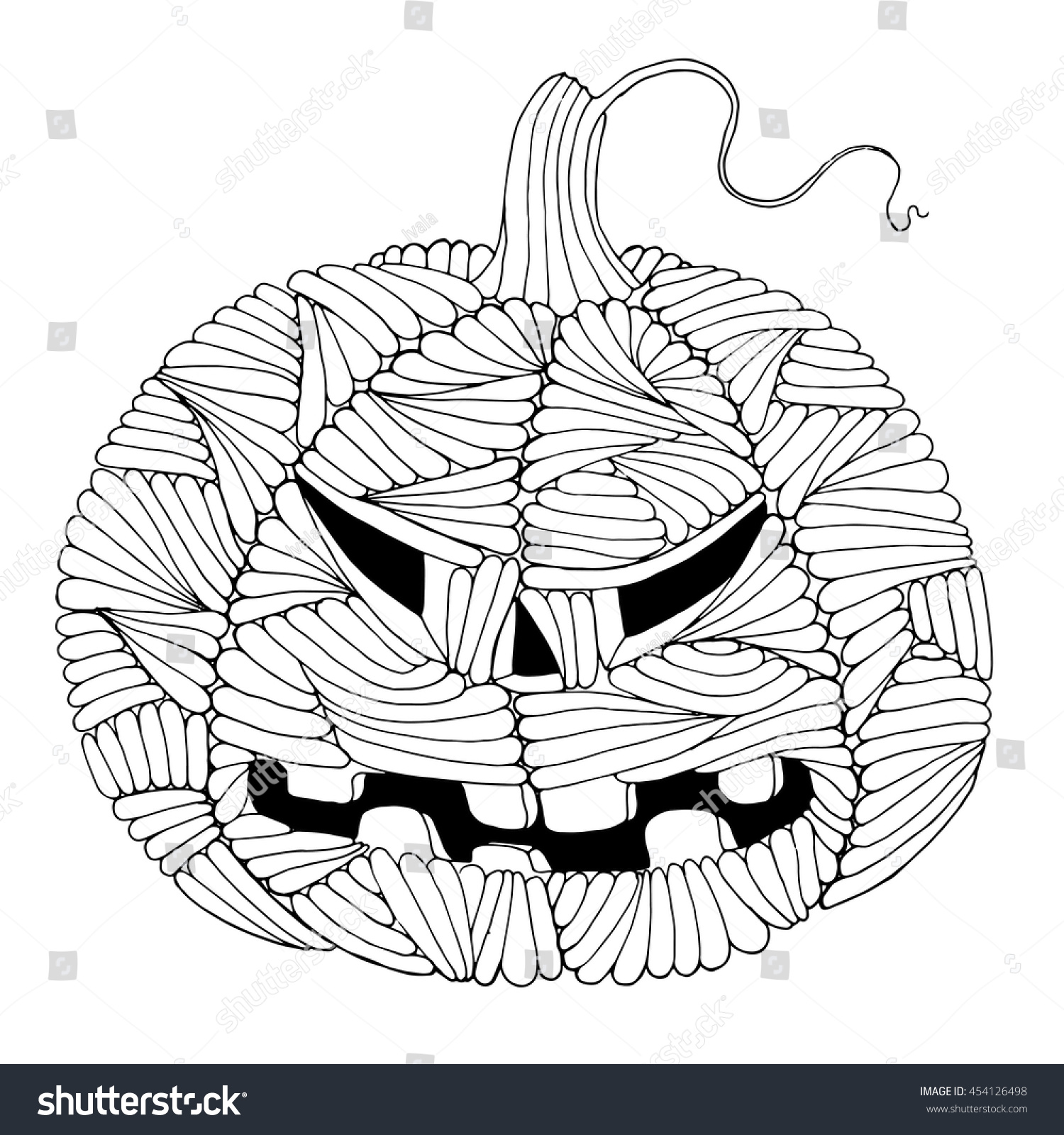 Scary halloween pumpkin page adult colouring stock vector royalty free