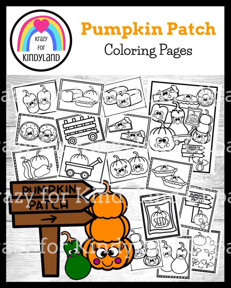 Pumpkin patch coloring pages booklet pie donuts sign gourd seed life cycle