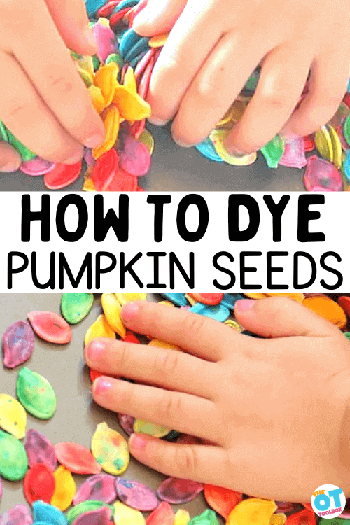 How to dye pumpkin seeds for sensory play