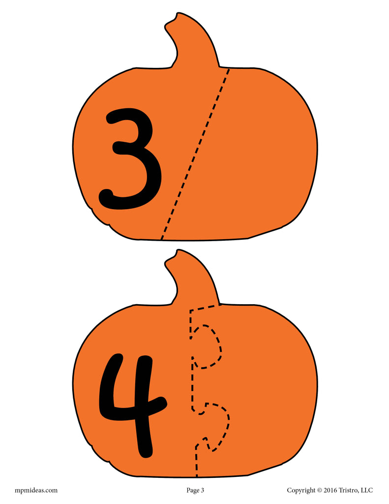 Pumpkin seed number puzzles printable worksheets â