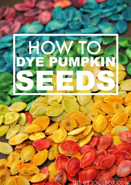 How to dye pumpkin seeds for sensory play