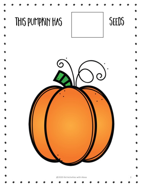 Math pumpkin seed counting activity mat