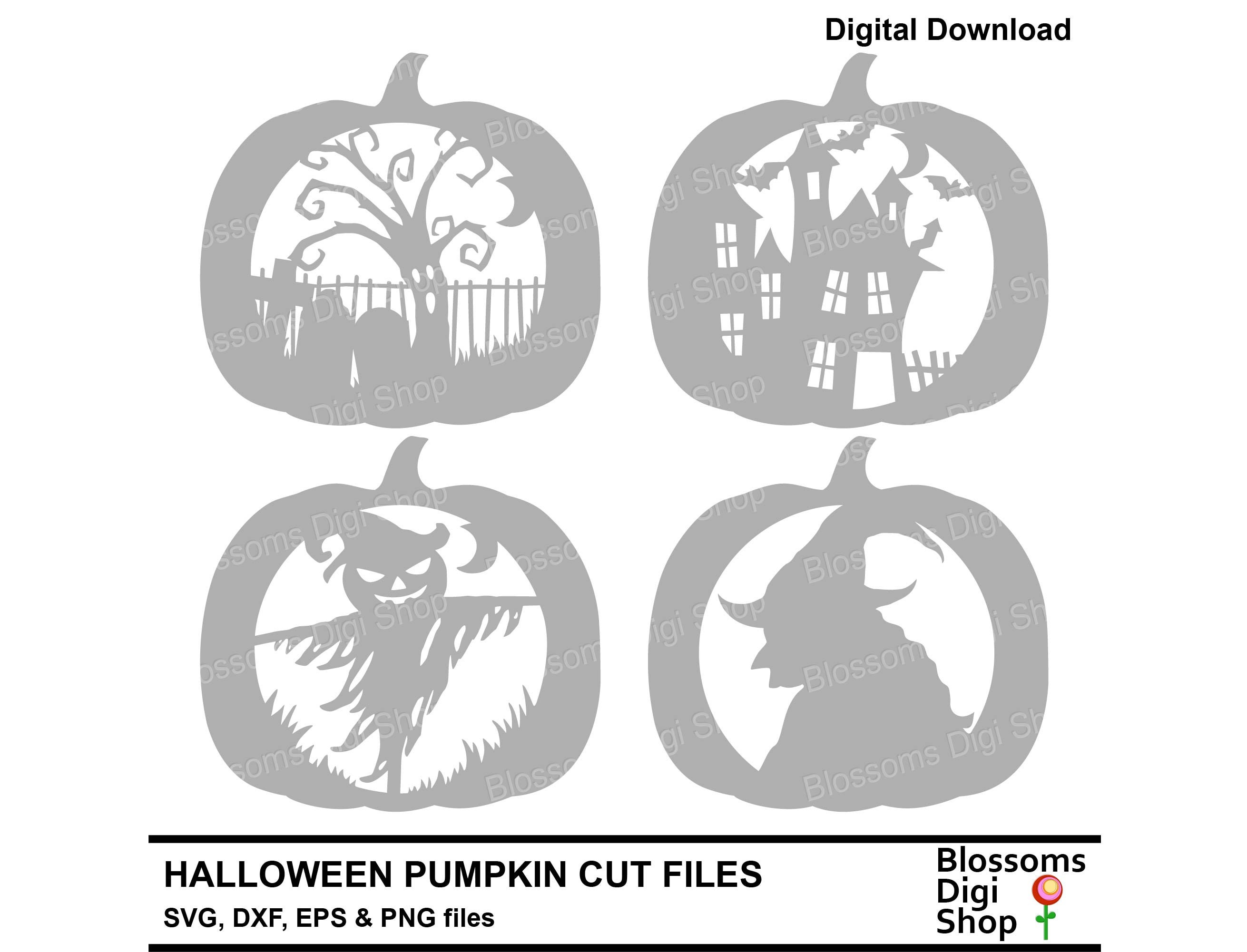 Halloween pumpkin cut files witch vector graveyard stencil scarecrow svg haunted house cemetery dxf all hallowes mercial use