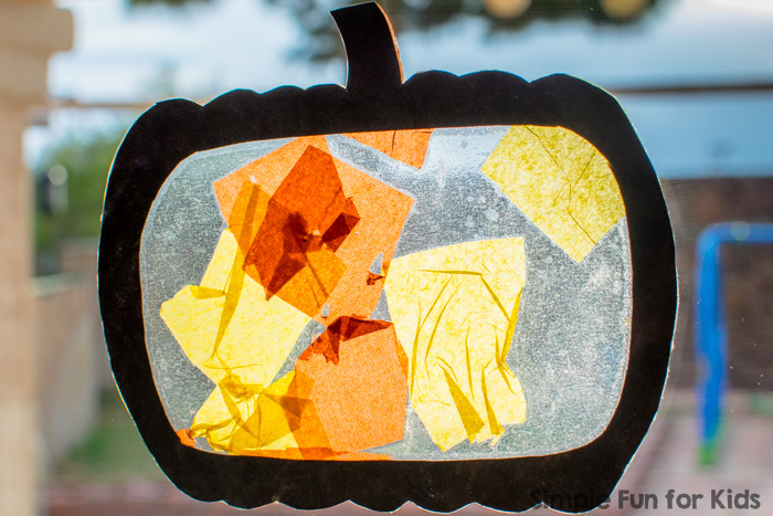 Pumpkin suncatcher toddler craft