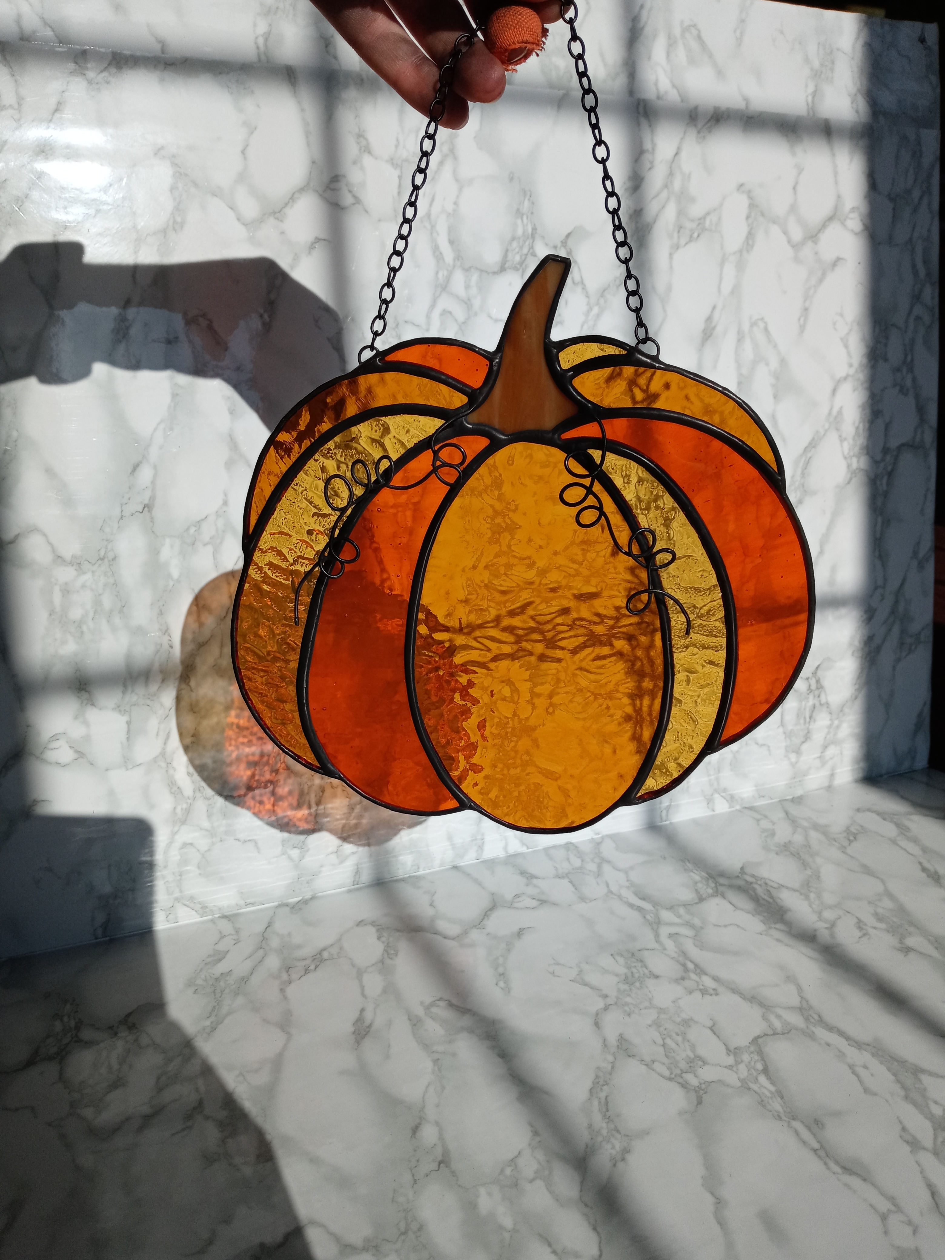 Home living outdoor garden sun catchers stained glass pumpkin suncatcher