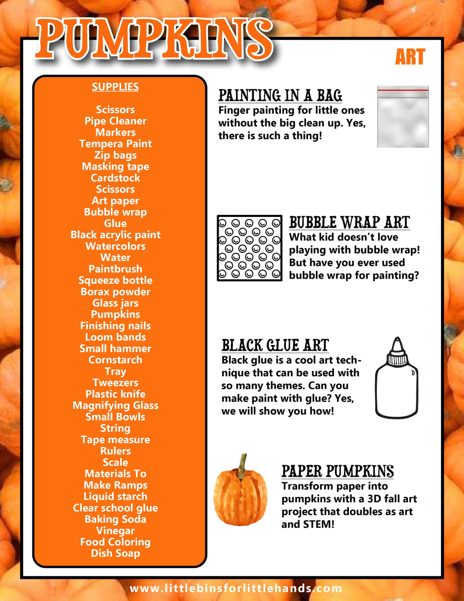 Fall pumpkin stem pack â little bins for little hands