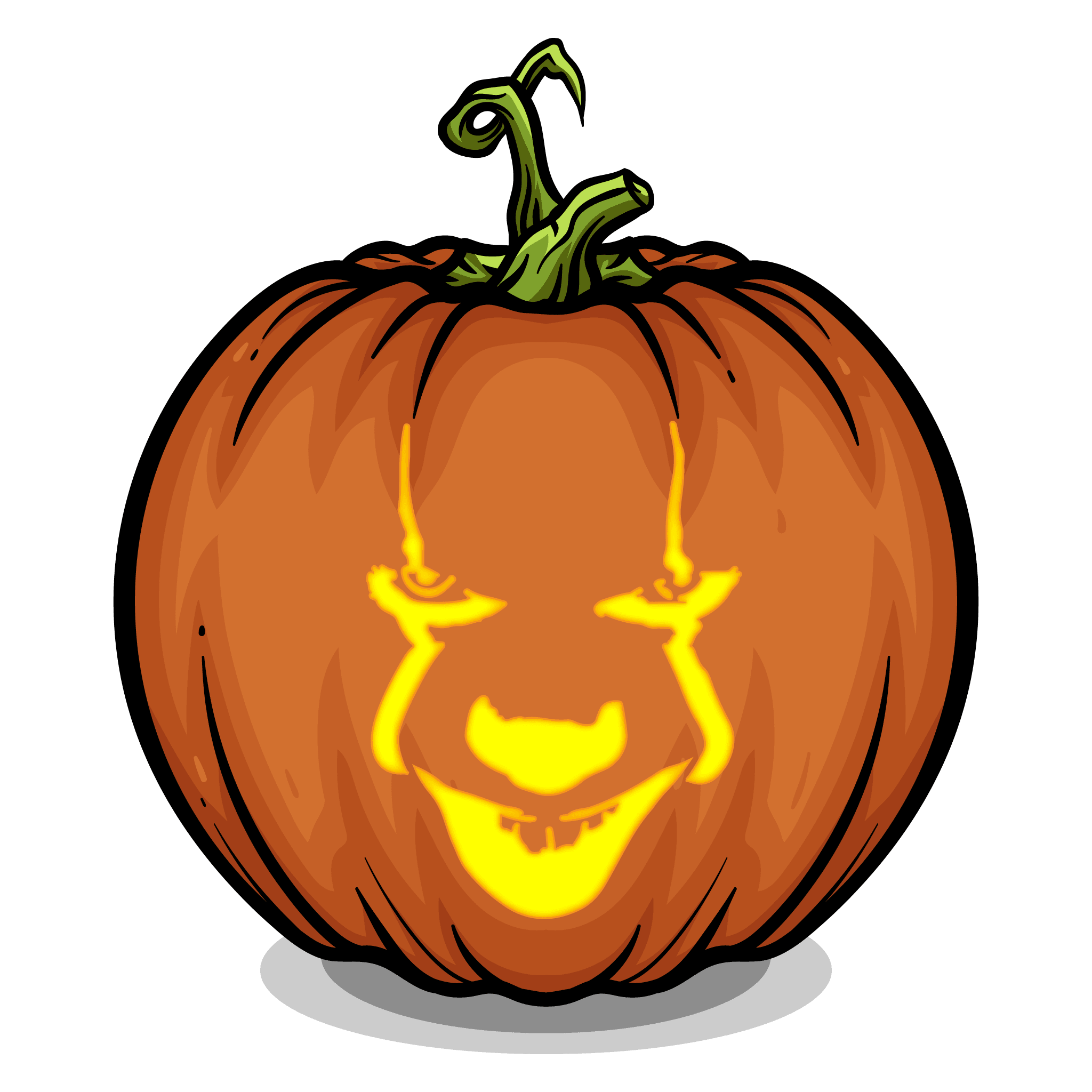 Evil carnival clown curse pumpkin carving stencil