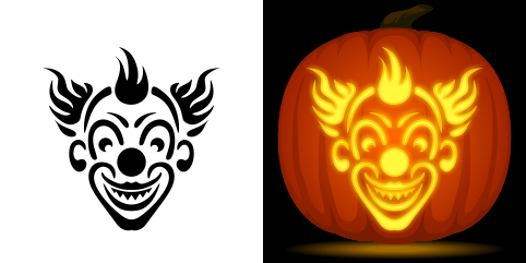 Get spooky free evil clown pumpkin stencil