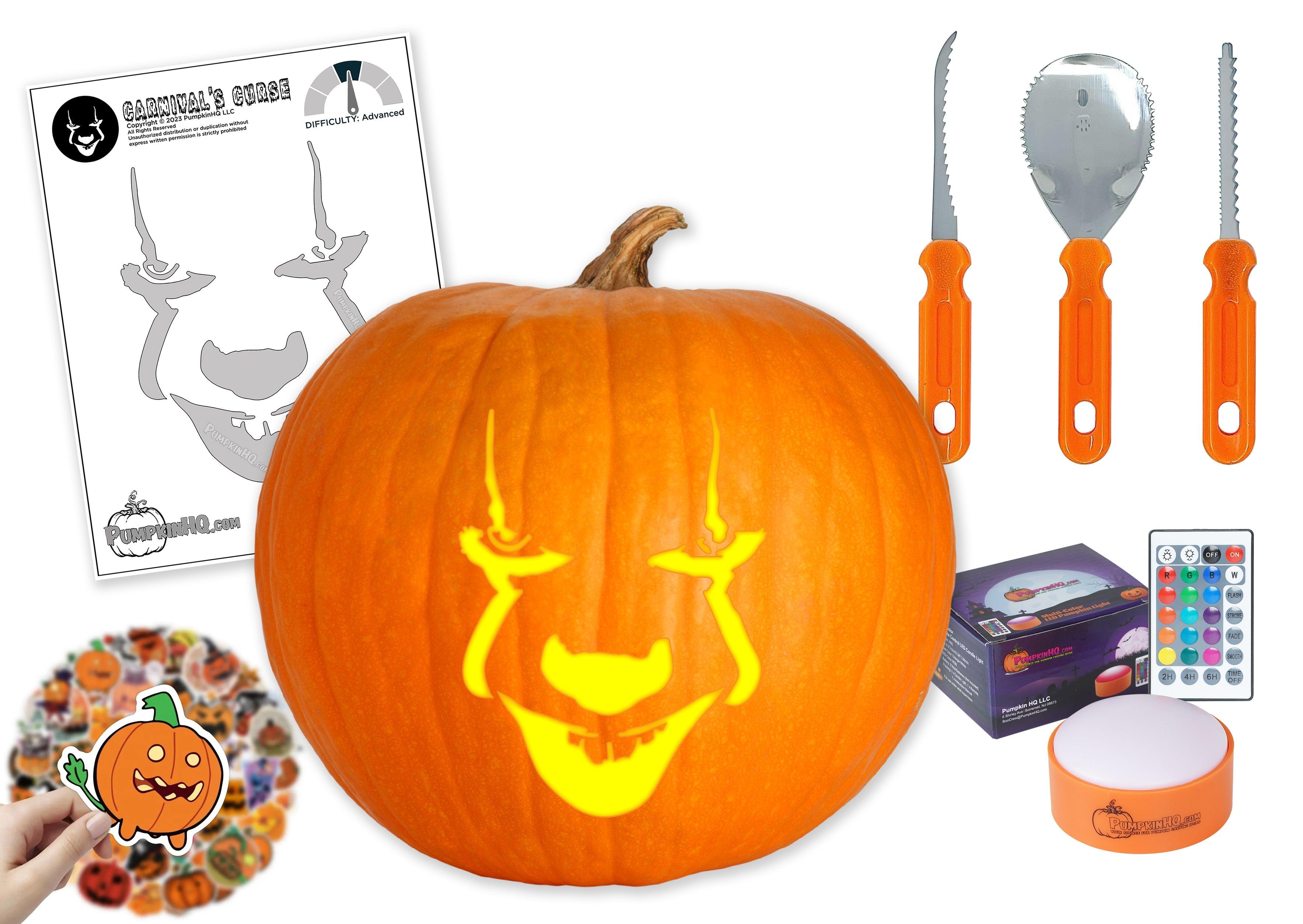 Evil carnival clown curse pumpkin carving stencil