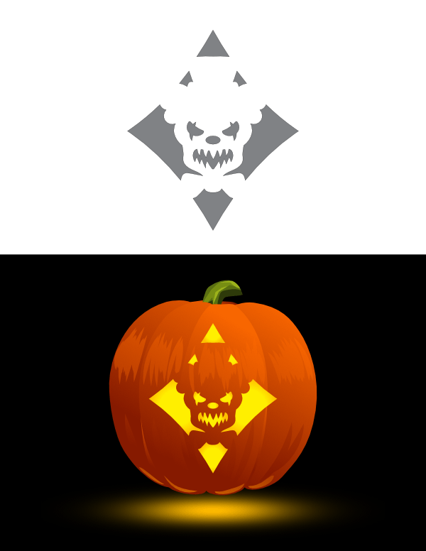 Printable scary clown face pumpkin stencil