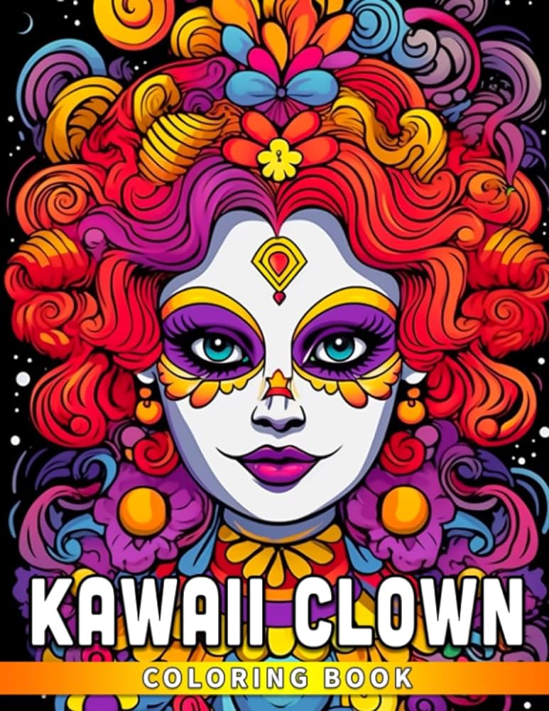 Kawaii clown coloring book spooky coloring pages for all ages to have fun and get creative perfect halloween present macho youssef books