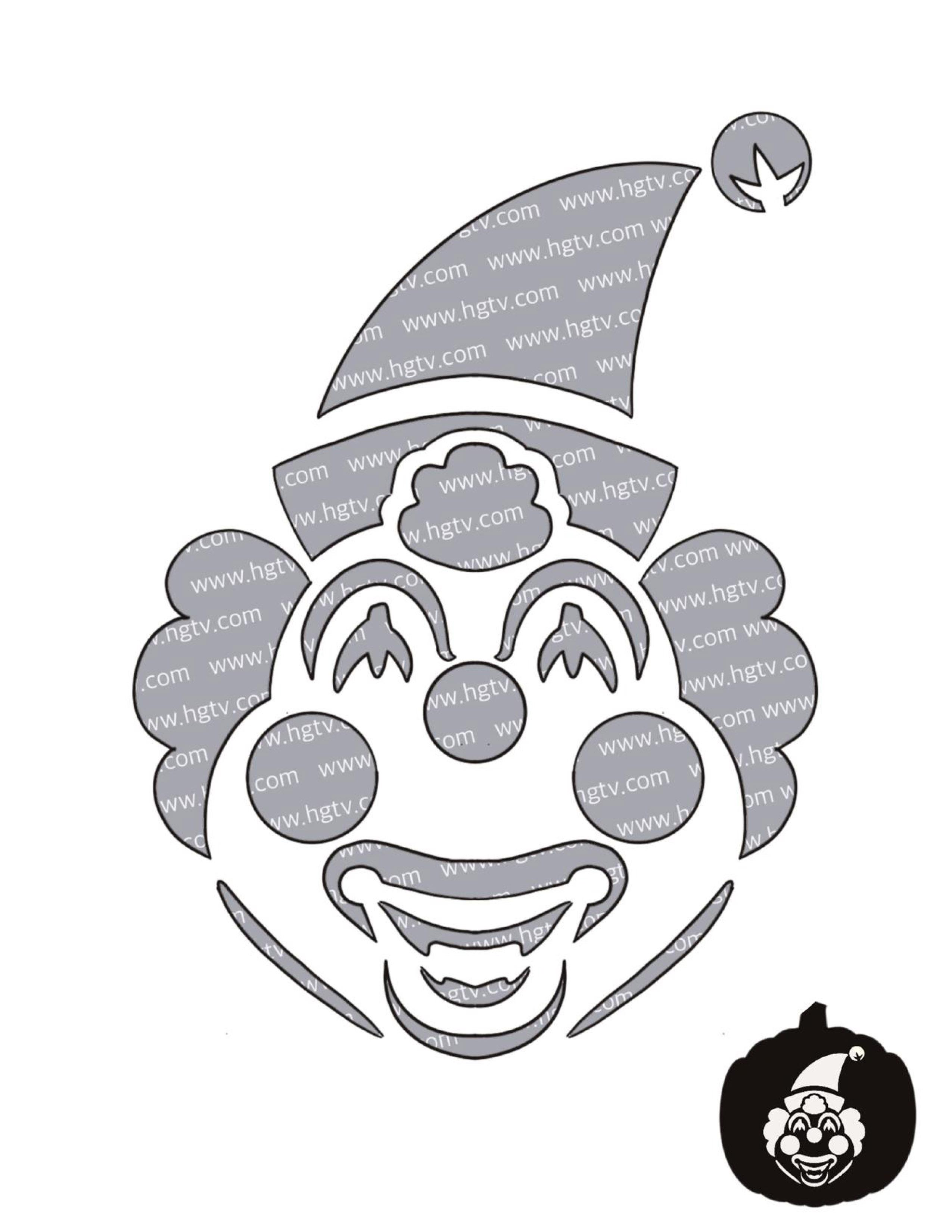 Clown pumpkin stencil