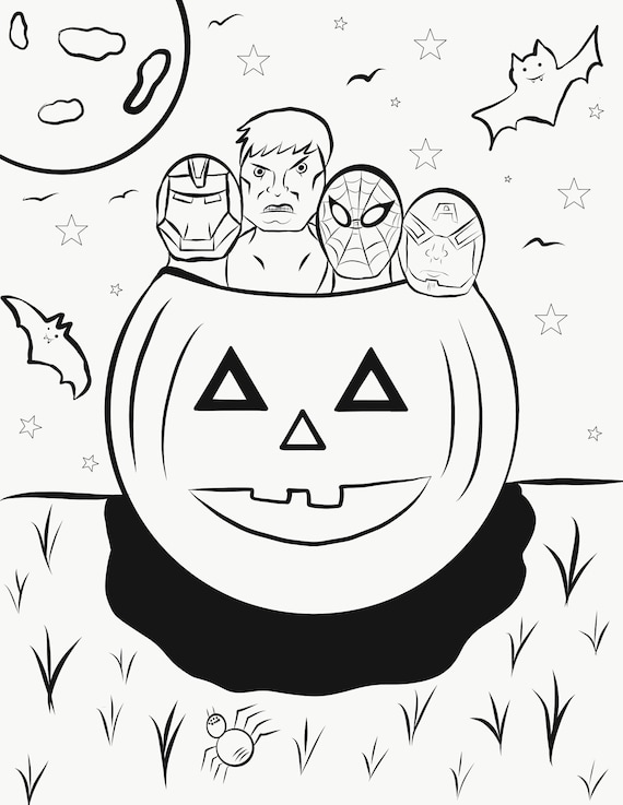 Halloween avengers coloring page printable artwork pdf any age