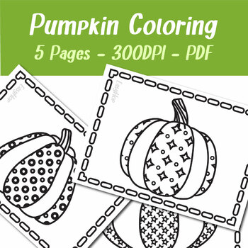 Pumpkin pattern autumn set coloring pages for adults and children pages