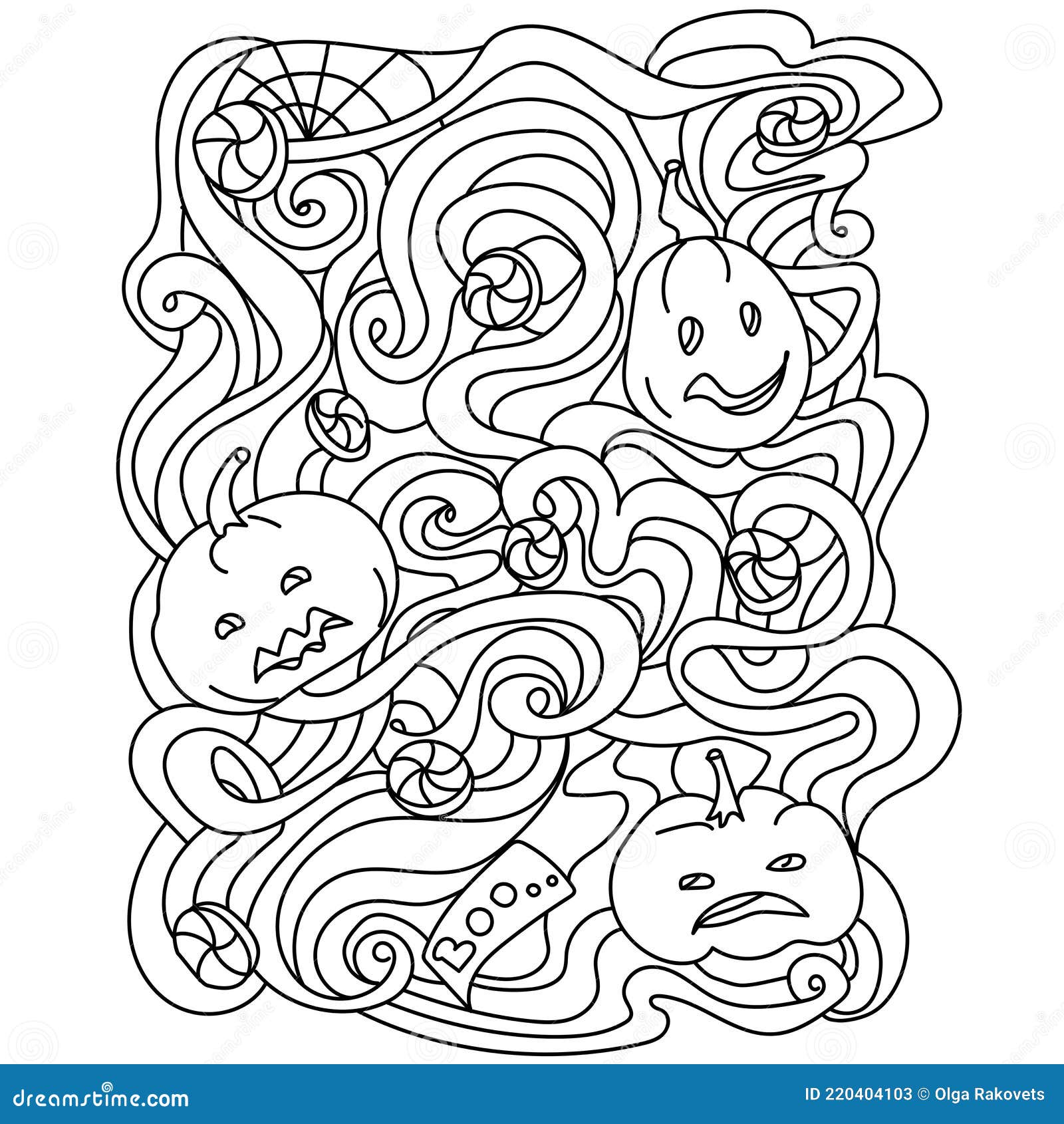 Halloween coloring book festive pumpkins candy and ornate patterns to activity stock vector