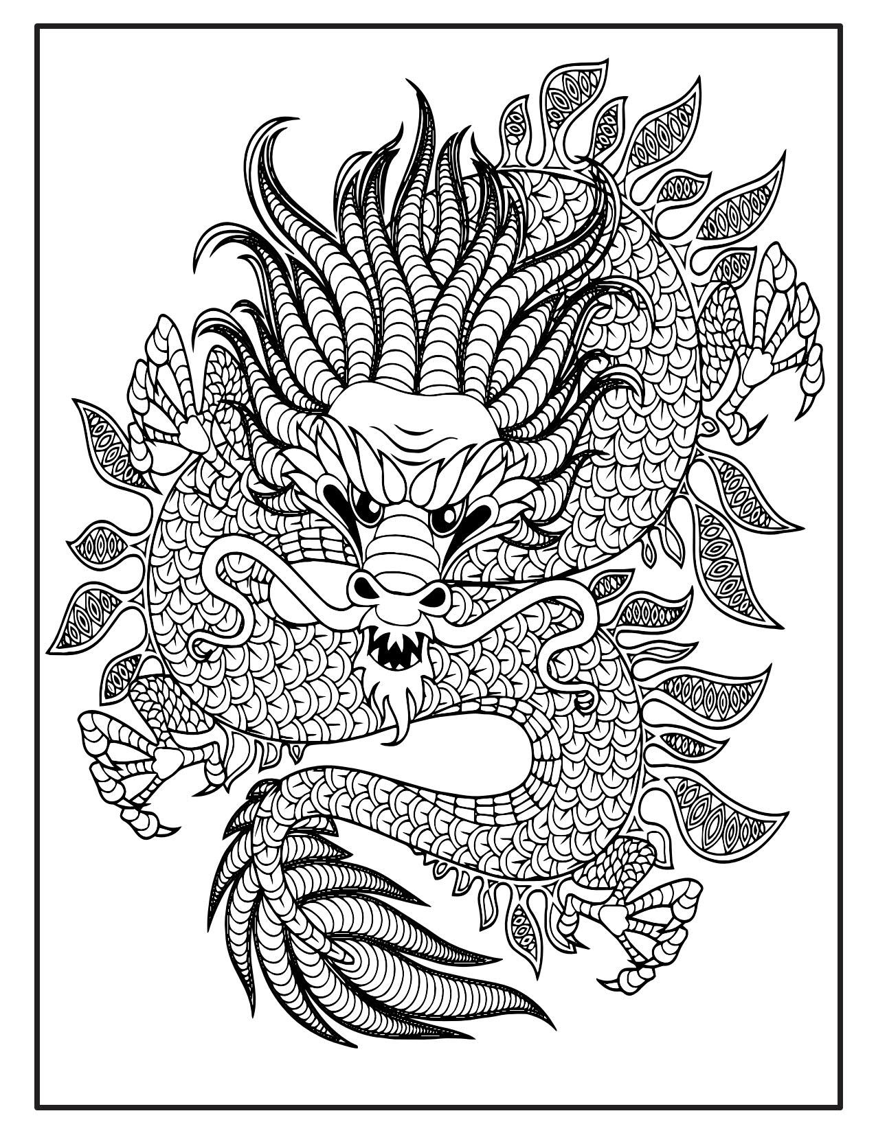 Dragons coloring book pages for adults printable dragon coloring book pages