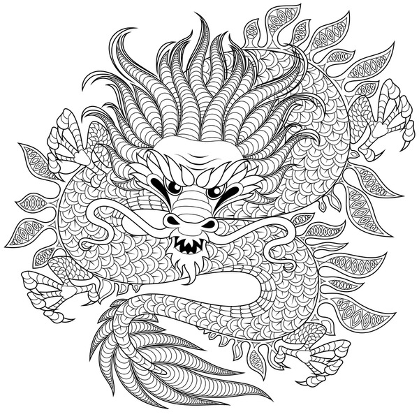 Dragon adult coloring royalty