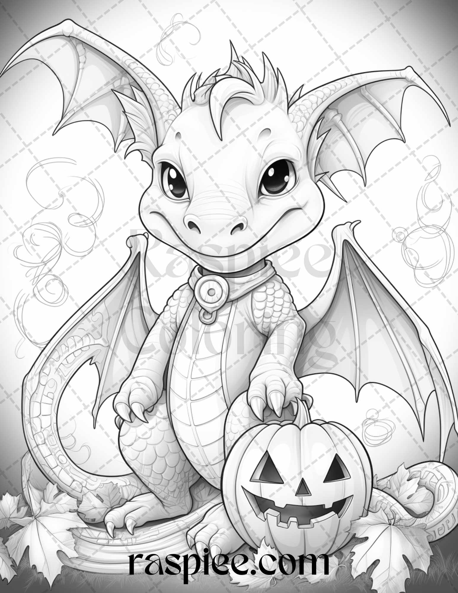 Cute pumpkin dragons graycale coloring pages for adults and kids p â coloring