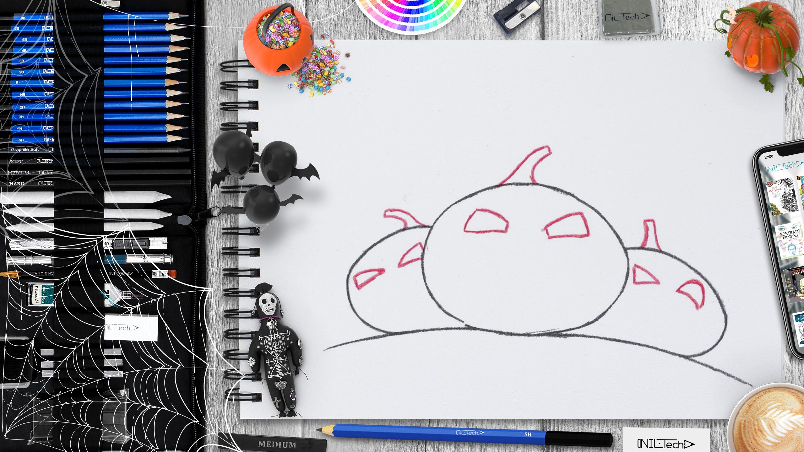 How to draw a pumpkin nil tech