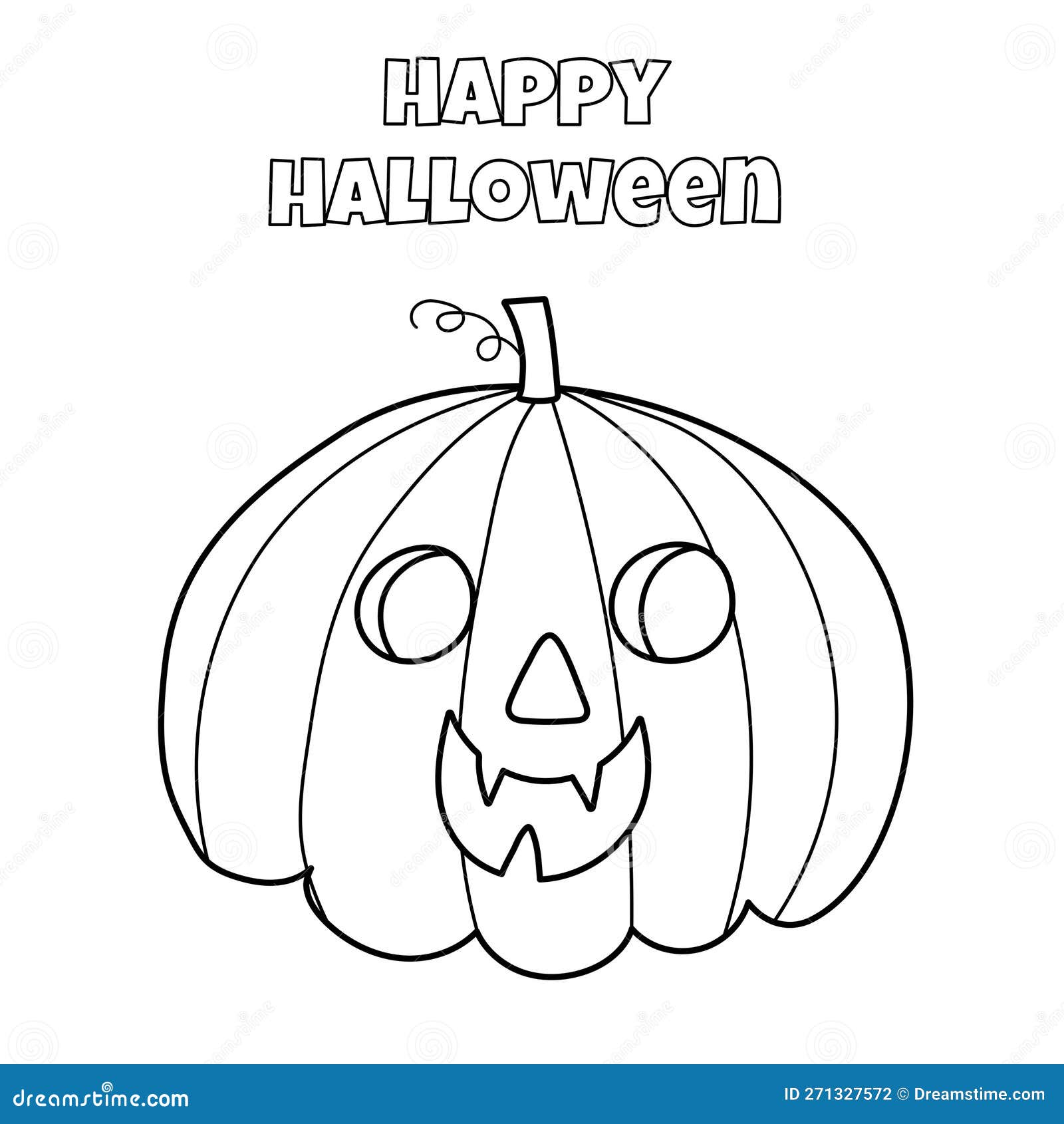 Happy halloween coloring page with cute pumpkin spooky print stock vector