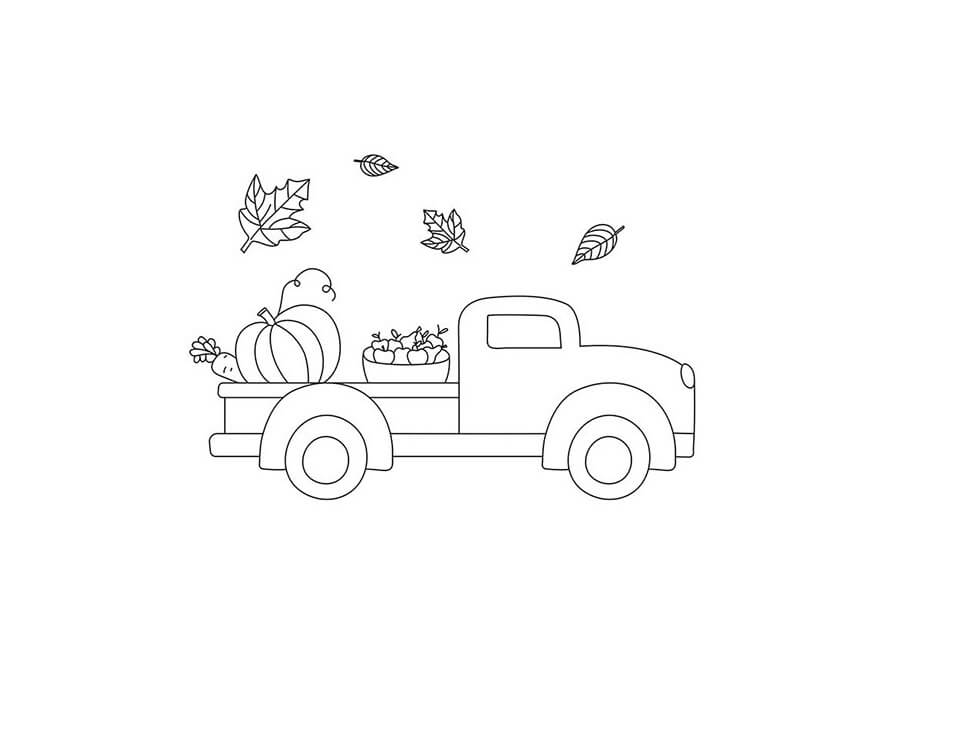 Thanksgiving truck coloring page