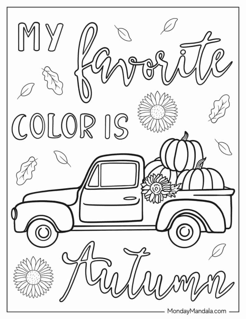 Autumn fall coloring pages free pdf printables