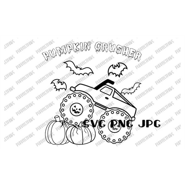 Halloween coloring svg pumpkin crusher monster truck kids