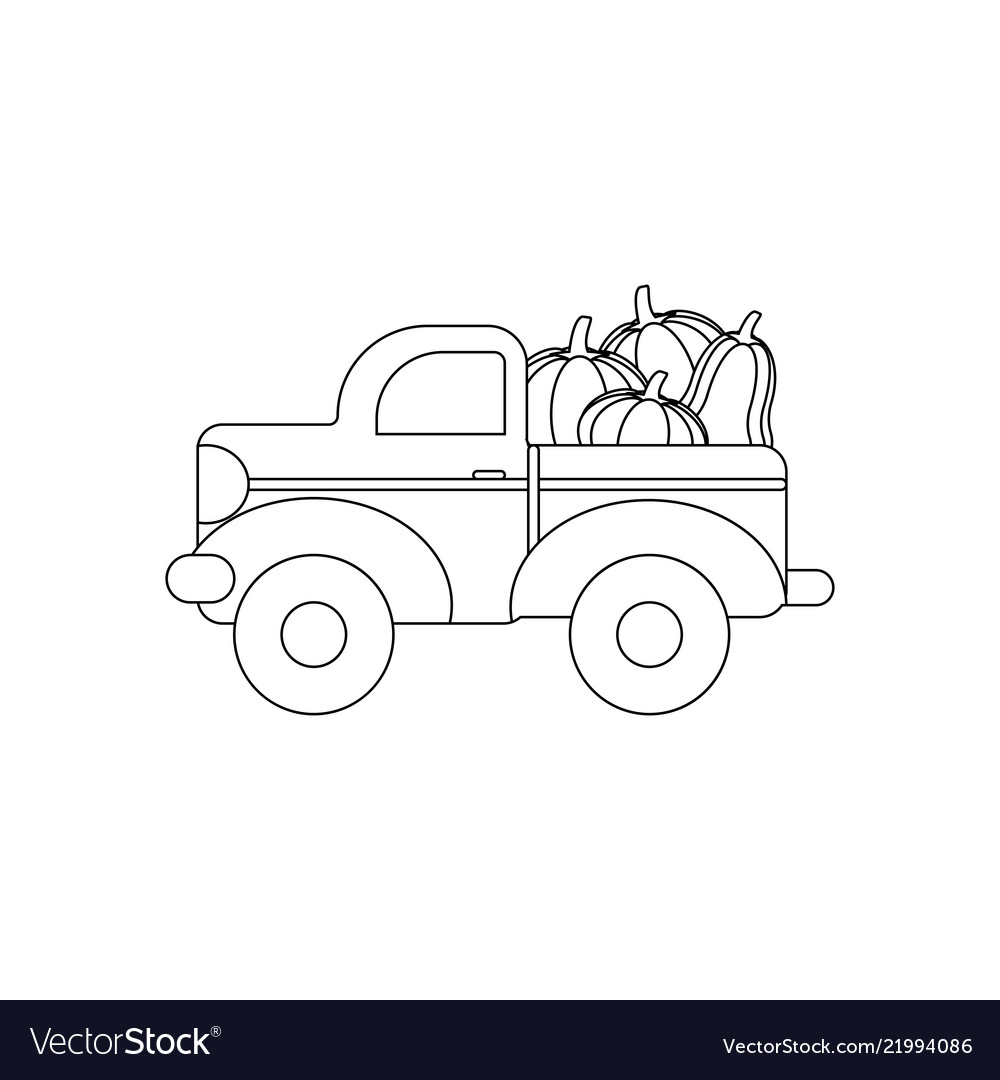 Truck with pumpkins coloring page royalty free vector image