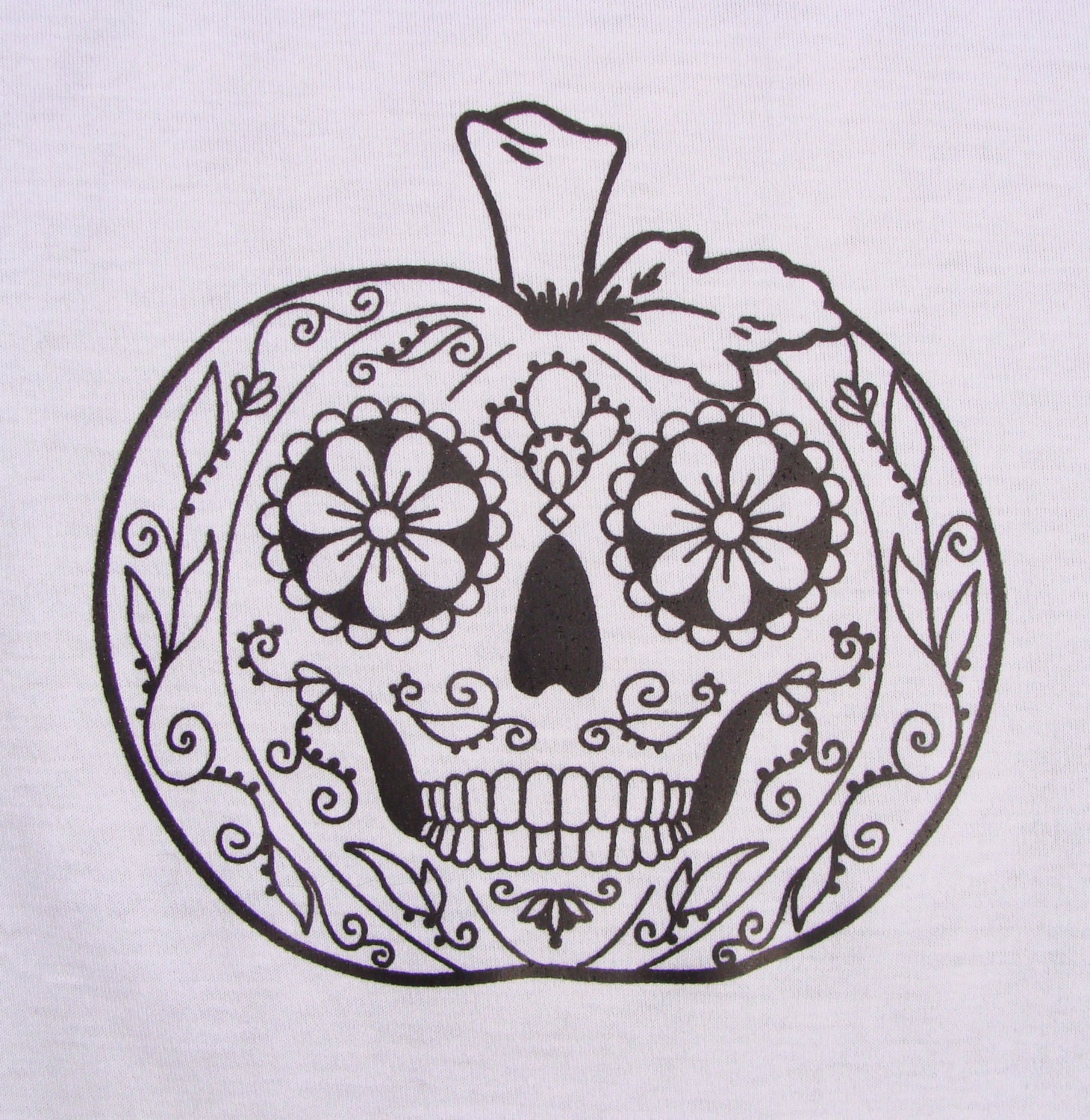 Pumpkin sugar skull transfers iron on heat press diy for t shirts totes adult coloring zendoodle color w markers halloween party favor