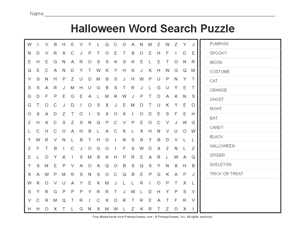 Halloween worksheets halloween word search puzzle â free online games at