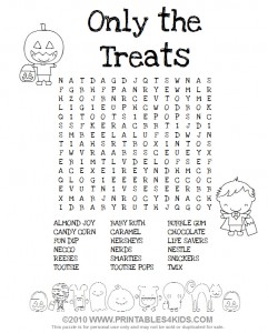 Halloween treats word search â printables for kids â free word search puzzles coloring pages and other activities