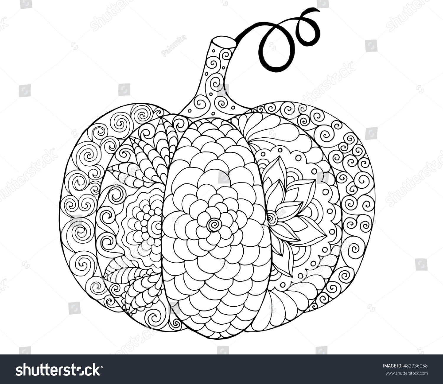 Zentangle stylized pumpkin black white hand stock vector royalty free