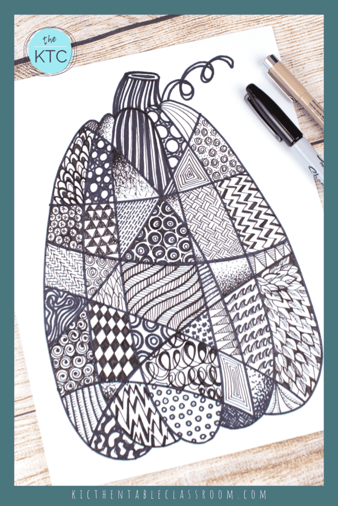 Zentangle pumpkin drawing