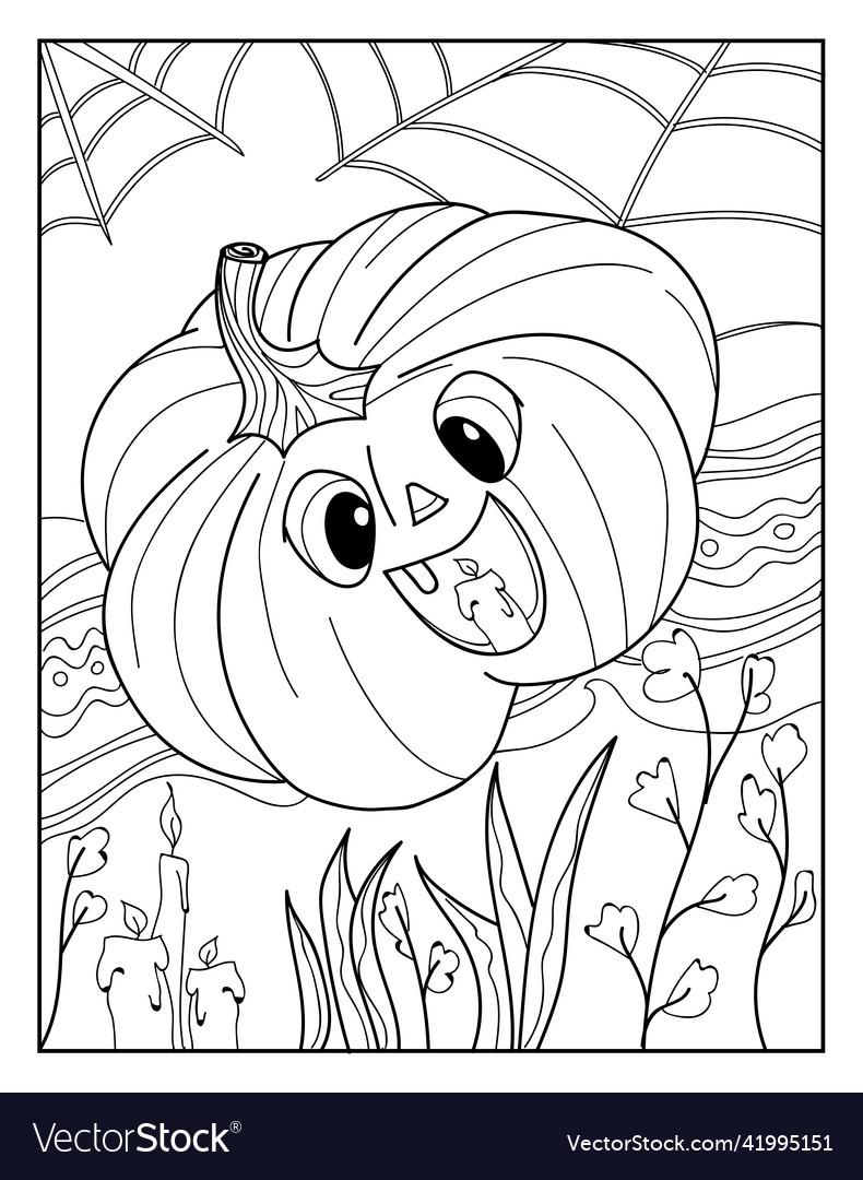 Halloween pumpkin coloring pages for adults vector image