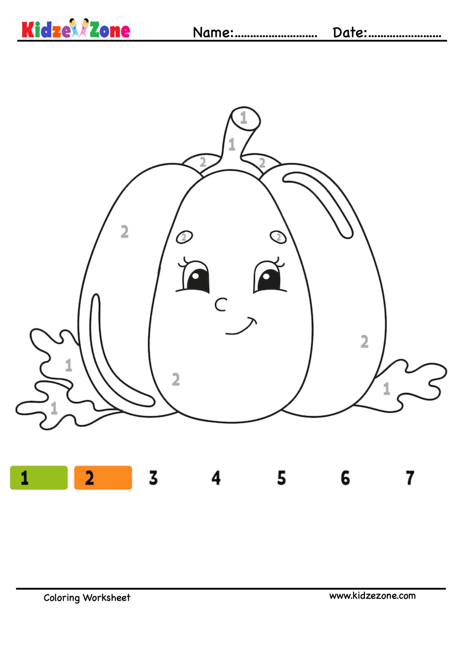 Pumpkin number coloring fun worksheet