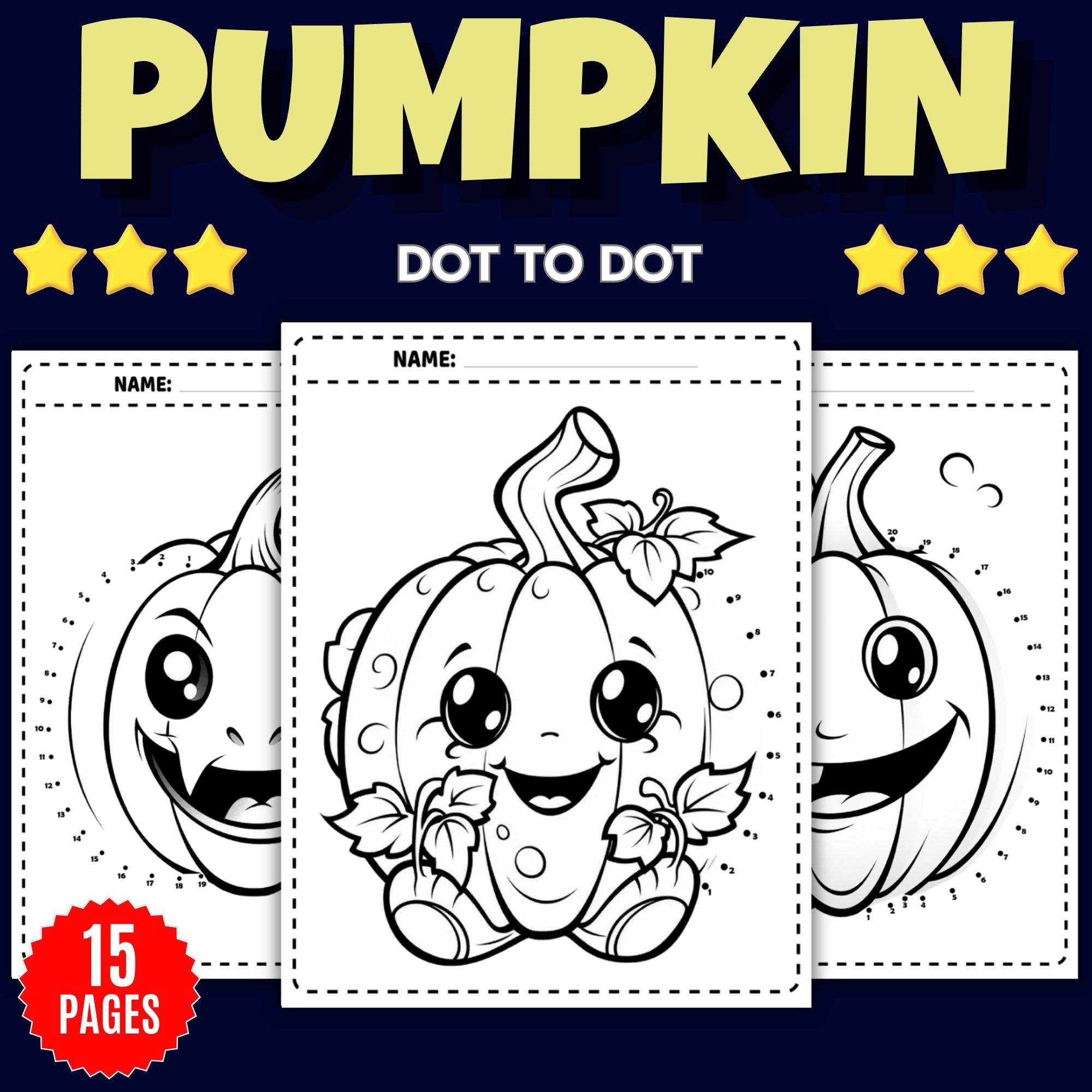 Printable pumpkin dot to dot coloring pages
