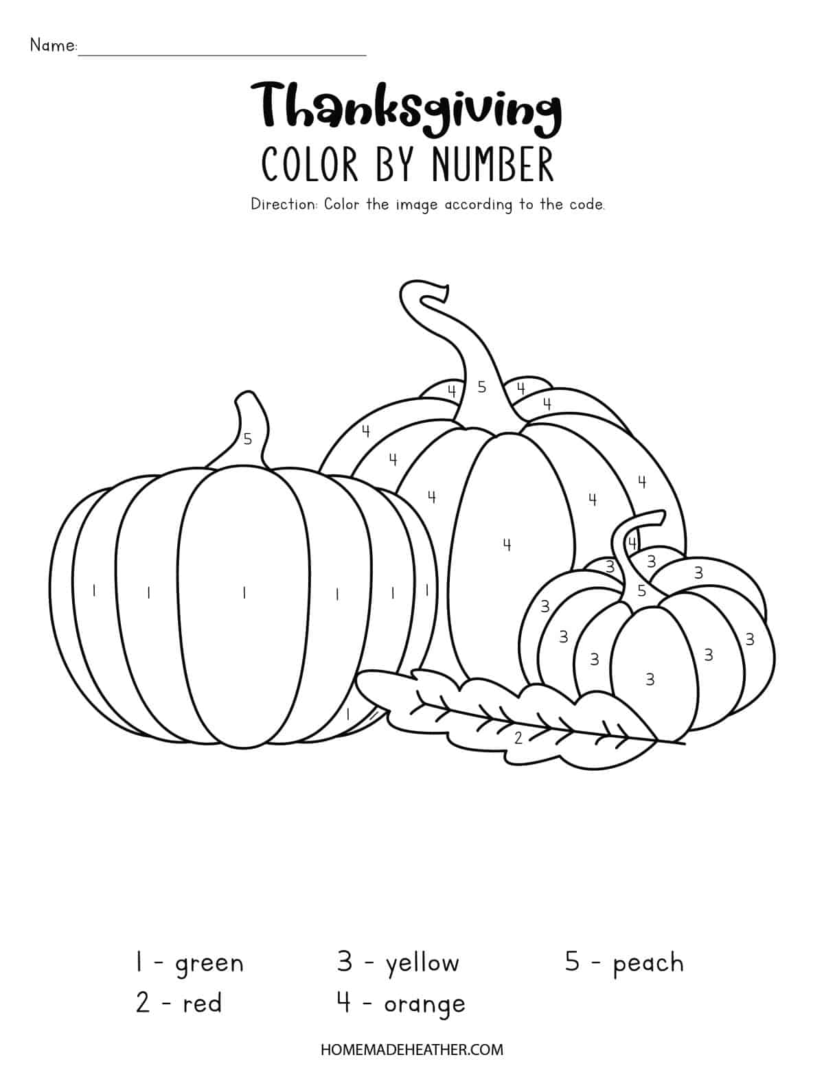 Fun free thanksgiving printable color by numbers worksheet homemade heather