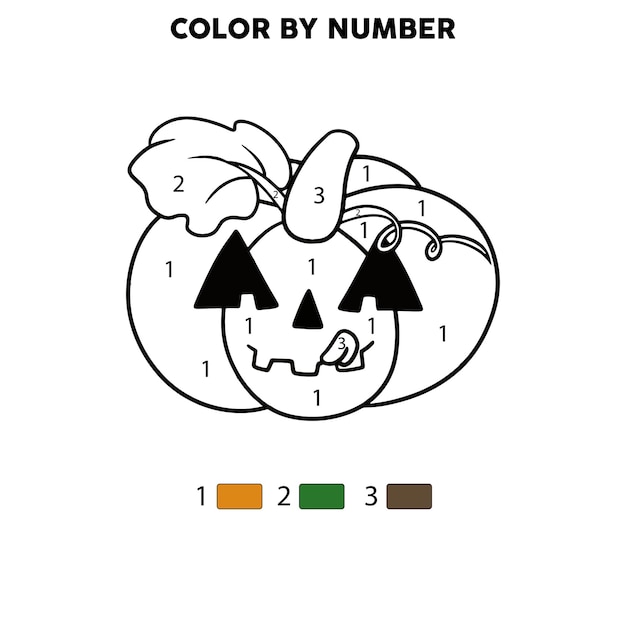 Premium vector halloween color by number coloring page