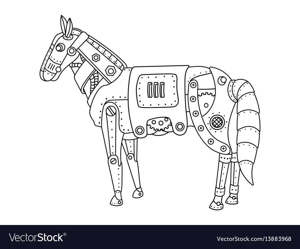 Steam punk horse coloring book royalty free vector image